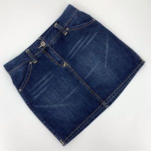 Tommy Hilfiger Hilfiger Premium Dark Blue Wash Denim Mini Skirt, 6
